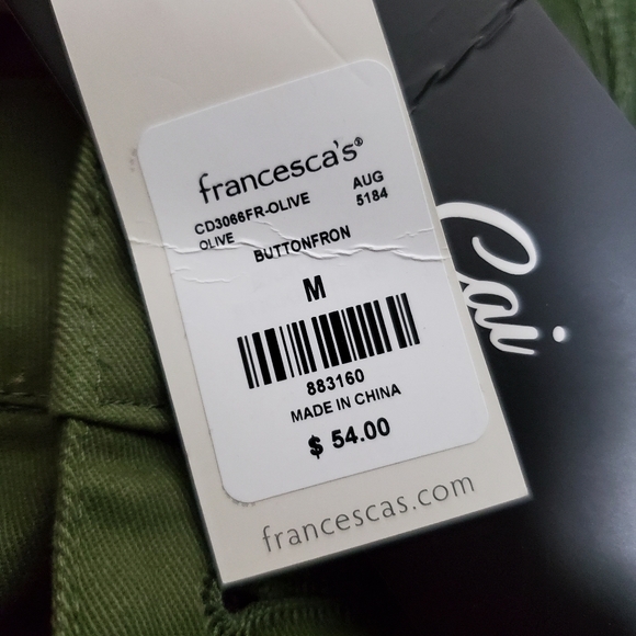 Anna Cai Olive Button Front Pants Size M.Waist approx: 14.5 inches Inseam app - Picture 6 of 9